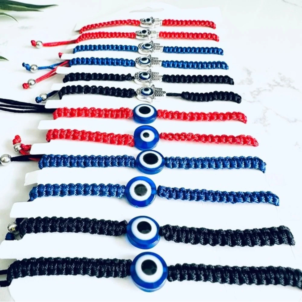 CLEARANCE Lucky Evil Eye Hamsa Bracelet Beads Red Blue String Protection Unisex - Picture 10 of 13